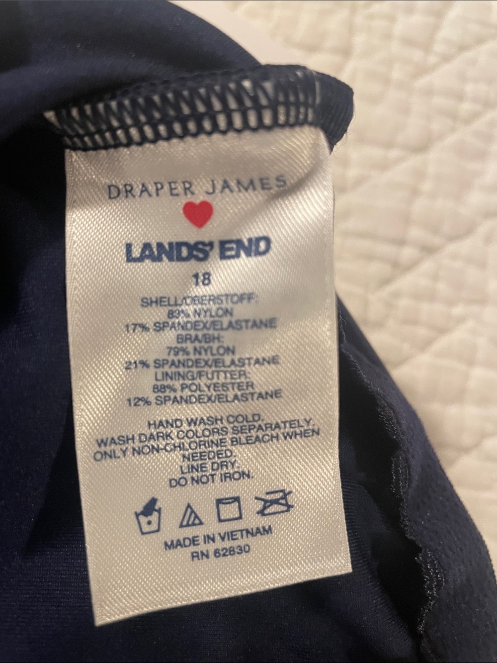Lands' End Navy One-Piece Swimsuit with Eyelet Ruffle Straps - Picture 5 of 5